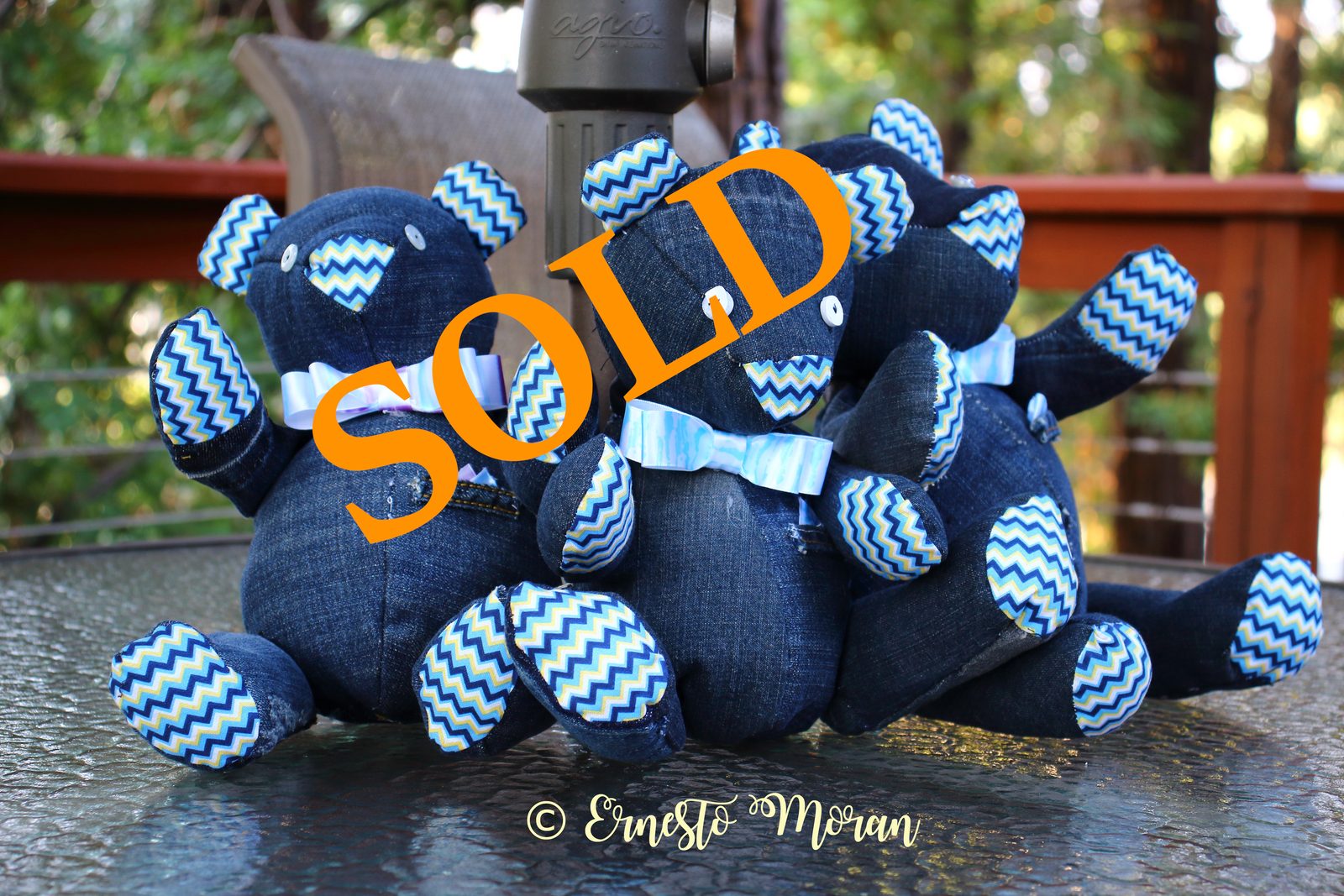 Handmade denim teddy bears